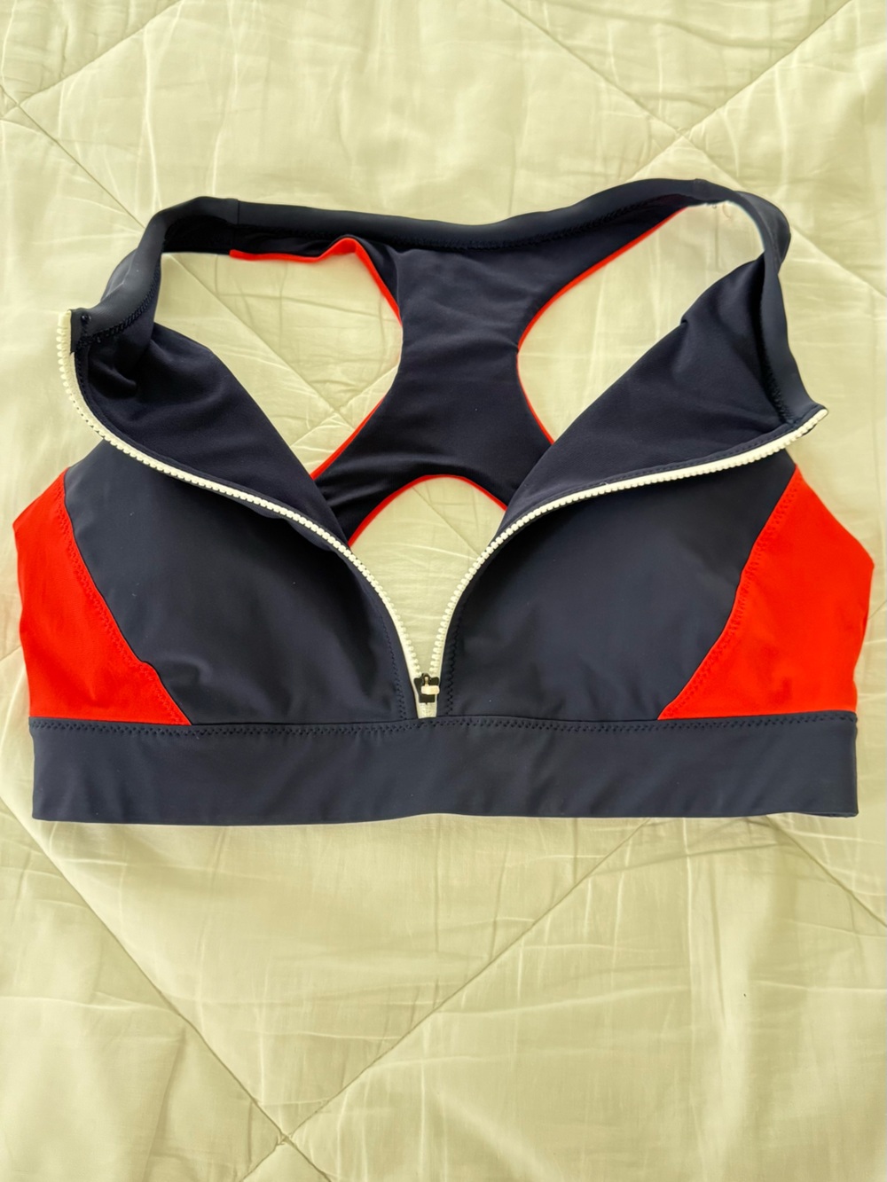 Athleta Navy/Red Zip-Front High Neck Bikini Set-SML - Picture 9 of 10